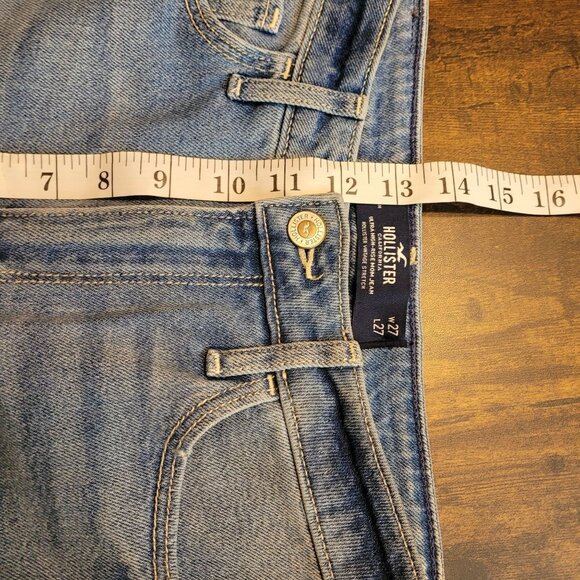 Hollister Jeans 5 R Ultra High Rise Mom Bandana Patch Ripped Medium Light Wash - Picture 8 of 10